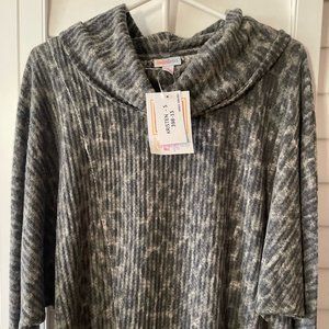 Kristen Cowl Neck Pullover Black and Grey Cheetah